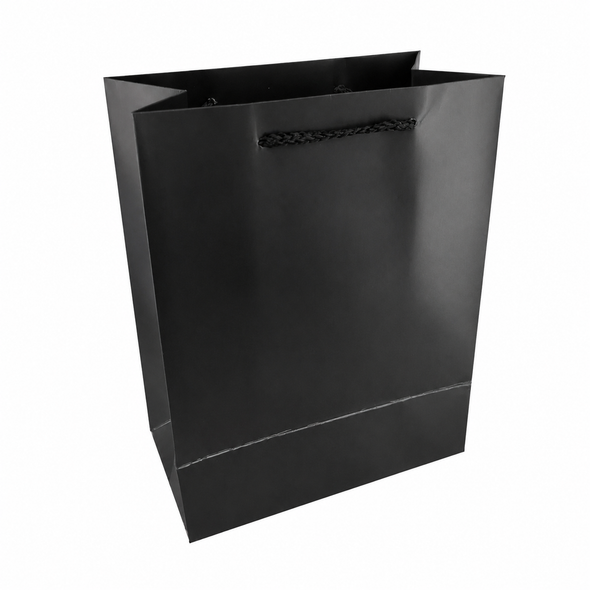 Plain Black Gift Bag with Rope Handle - 17.5x25x8cm | C-1138-BK