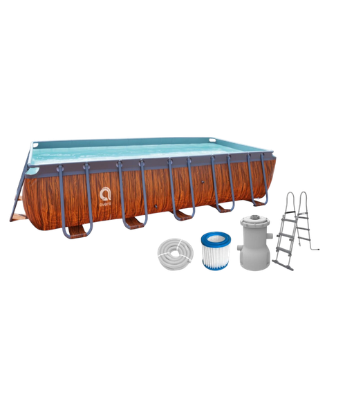 Jilong Avenli Rectangular Frame Wooden Pool Set with Filter Pump & Ladder - 540×250×100cm | 17824EU