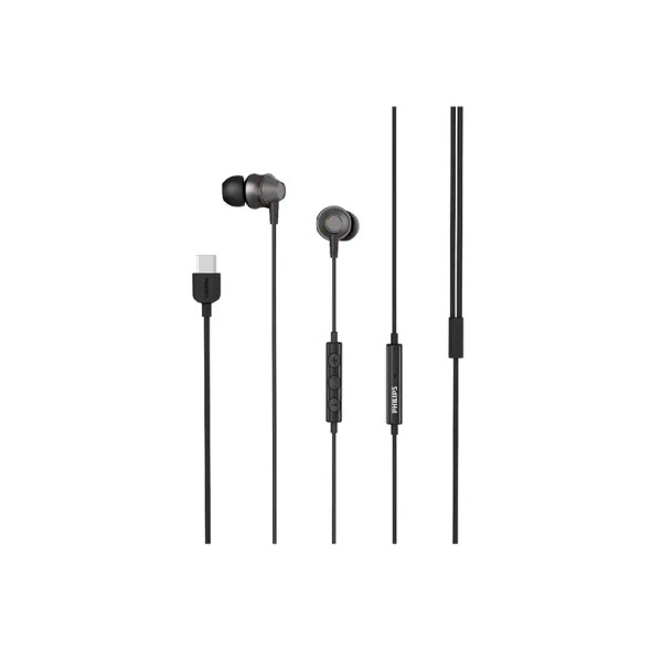 Philips Wired USB-C Earbuds with Microphone - Black | TAE1020