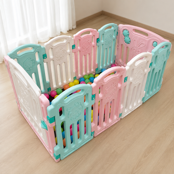 Plastic Baby Playpen Safety Fence Pink White Mint Green BES08