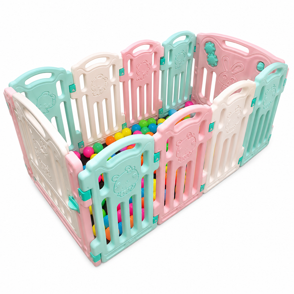 Plastic Baby Playpen Safety Fence Pink White Mint Green BES08