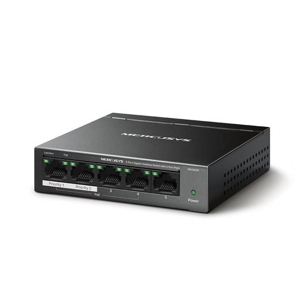 Mercusys 5-Port Gigabit Desktop Switch with 4-Port PoE+ 65W | MS105GP