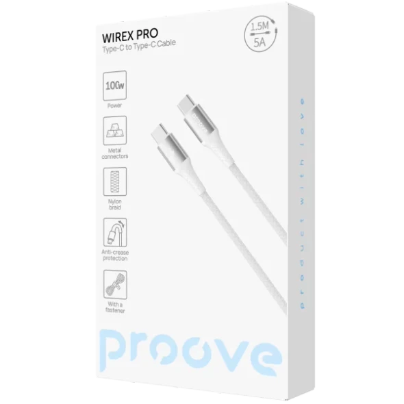 Proove WireX Pro Type-C to Type-C Cable 100W 1.5m - White | CCWX11002202