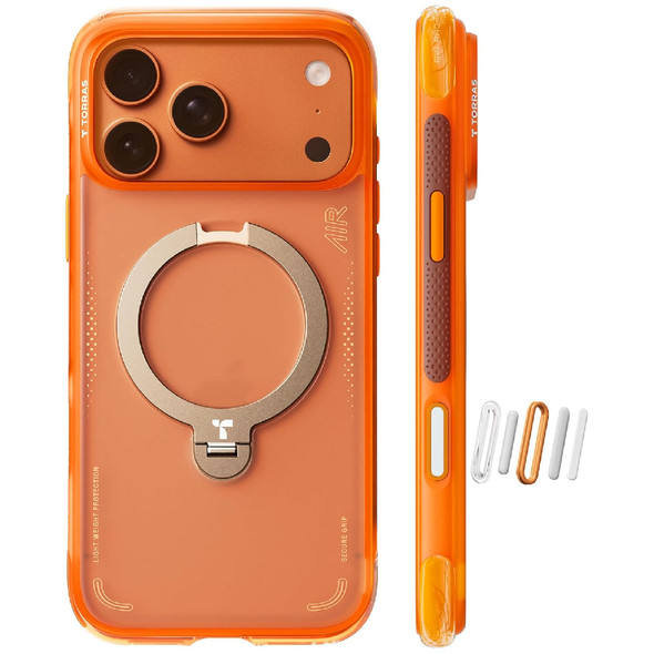 Torras Ostand Spin Air Kickstand iPhone 17 Pro Max Case Horizon Orange Q3 Air