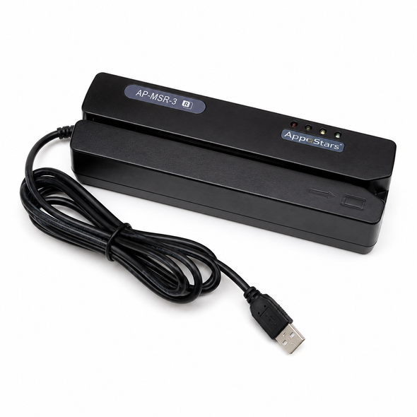 AppoStars Magnetic Card Reader Track 1 2 3 USB Port AP-MSR-3