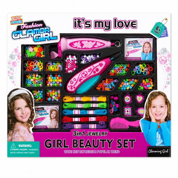 Fashion Glamor Girl 3-in-1 Jewelry Beauty Set 868-19 pretend beauty and jewelry playset for kids