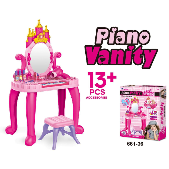 Vanity Make Up Table with Piano 661-36 pretend beauty and music playset for kids