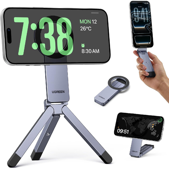 UGREEN MagSafe Tripod 360 Rotating Adjustable Magnetic Phone Stand 75509 with 1/4 inch screw port