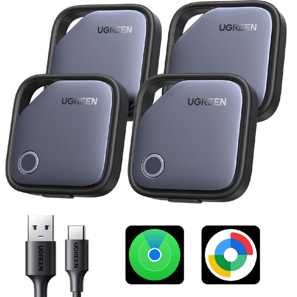 UGREEN Finder Duo Air Tracker Tags 4 Pack CM916 75646P for iOS Android USB-C rechargeable