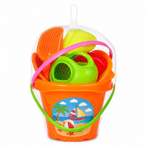 Beach Set with Bucket Molds and Water Can Orange 614 ORANGE