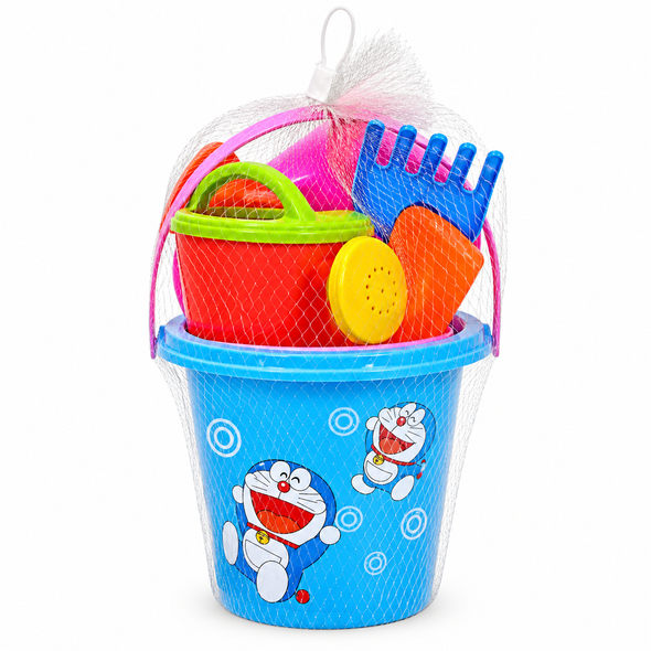 Beach Bucket with Water Can Shovel and Sand Molds Blue 626 627 BLUE