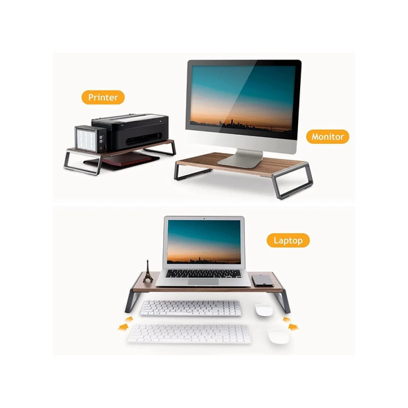 Laptop and Computer Monitor Riser Stand Black MRD73 aluminum wood