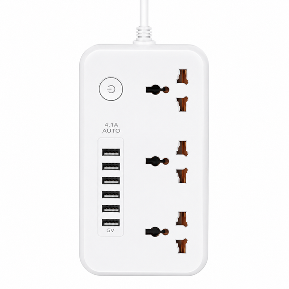 Z64 3 Power Socket Extension with 6 USB Ports 2m Cable