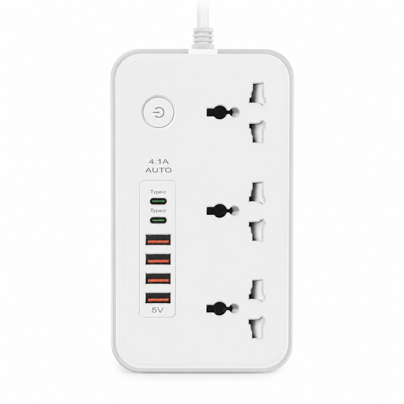 Z65 3 Power Socket Extension with 2 Type-C and 4 USB Ports