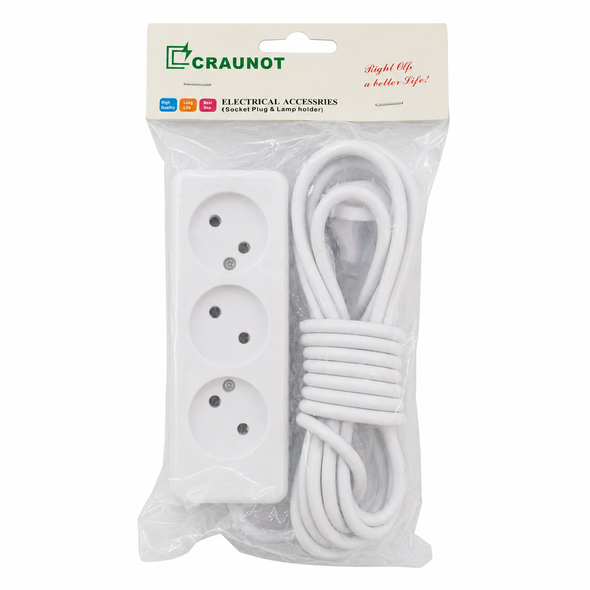 Craunot 3-Socket Power Strip 5m Cable