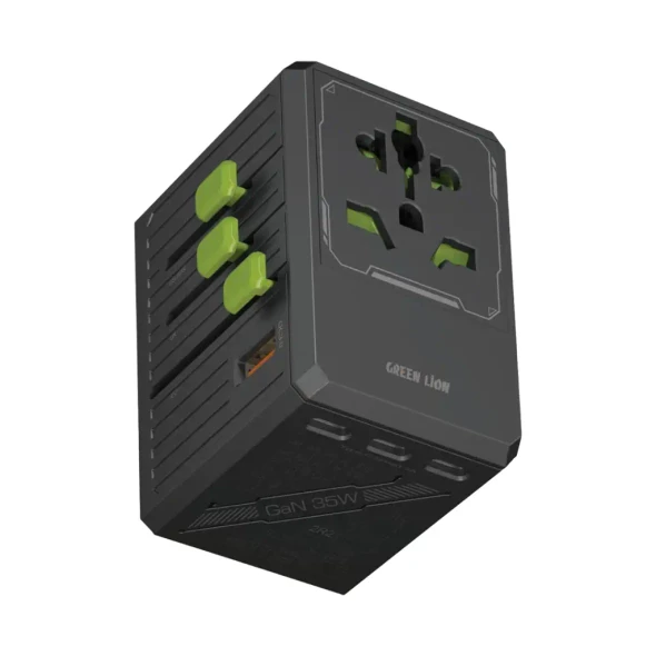 Green Lion GaN Adapter 35W 6 in 1 | 2 in 2 Cable - Black | GN35WGANBK