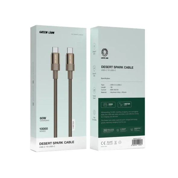 Green Lion Desert Spark Cable USB-C to Lightning 30W - Desert Titanium | GNDESUC2LGTI