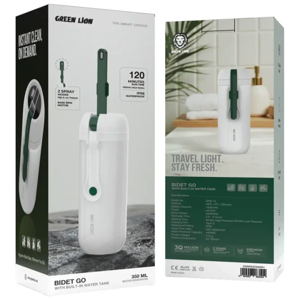 Green Lion Bidet Go with Built-In Water Tank - White | GNBIDGO350WH