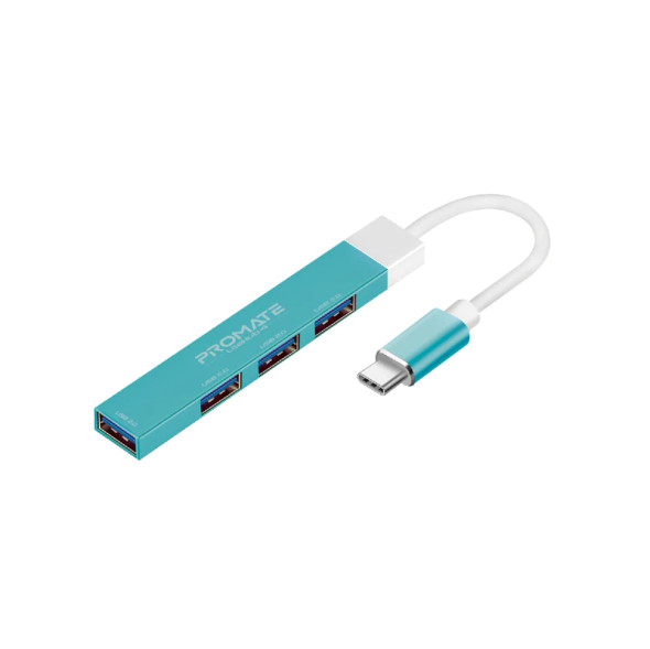 Promate 4-in-1 Multi-Port USB-C Data Hub Blue | LiteHub-4