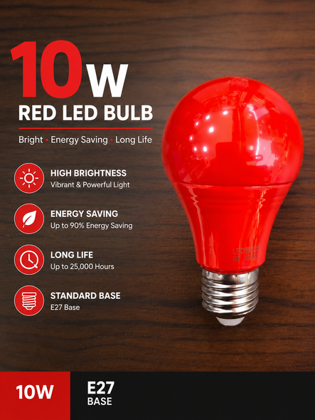 10W Red LED Bulb E27 decorative accent lighting
