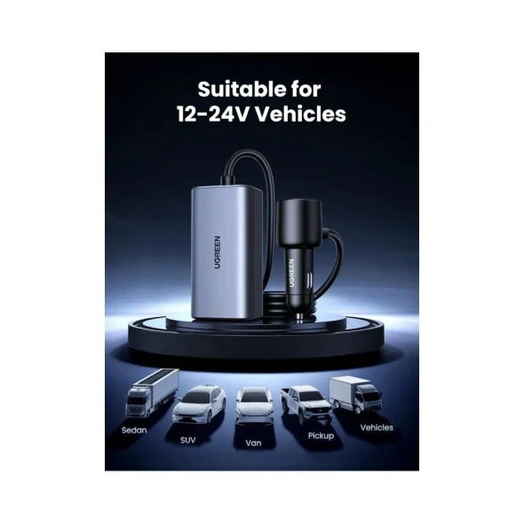 UGREEN EC706 150W GaN USB-C 4-Port Fast Car Charger PD 140W | 35571
