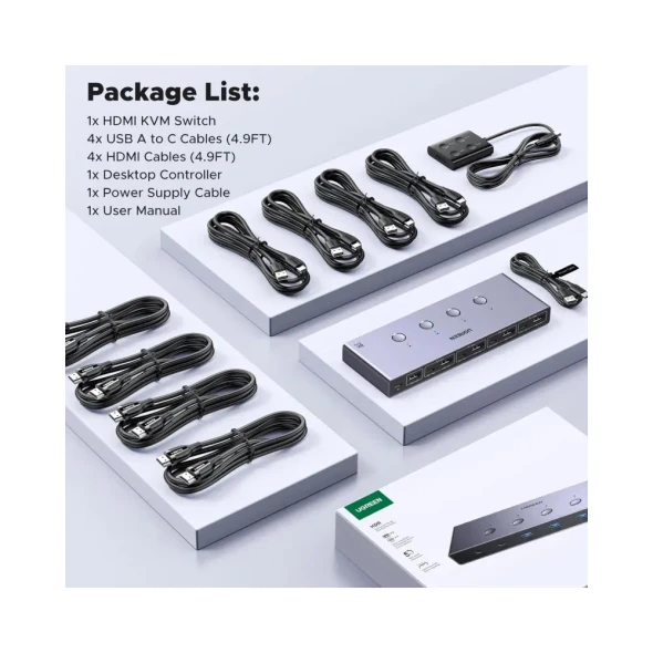 UGREEN AK701 8K 4-Port HDMI KVM Switch Box 4 PCs to 1 Monitor | 55397