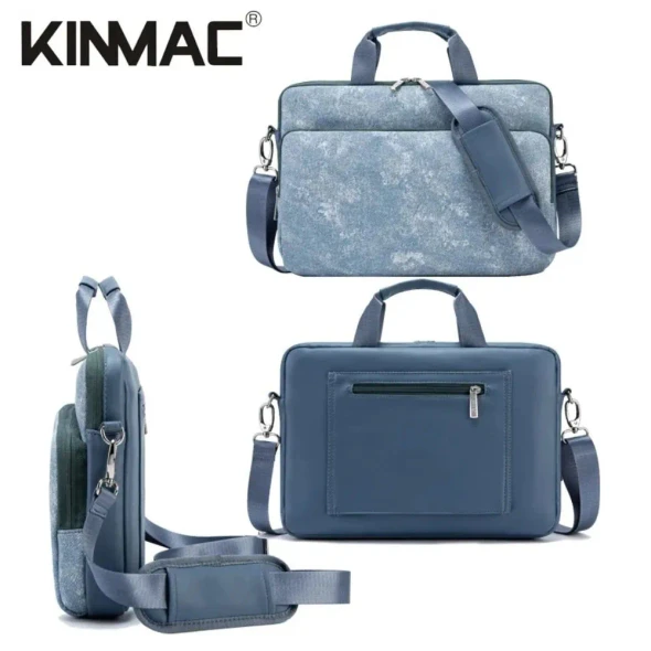 Kinmac 360° Shockproof Embossed Leather Laptop Case Denim KMC474-75