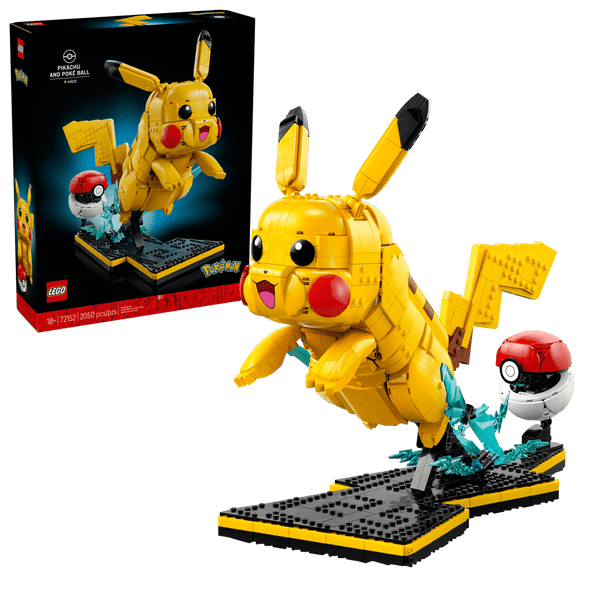 LEGO Pokémon Pikachu and Poké Ball Building Set 72152 2050 Pieces Collectible Display Model