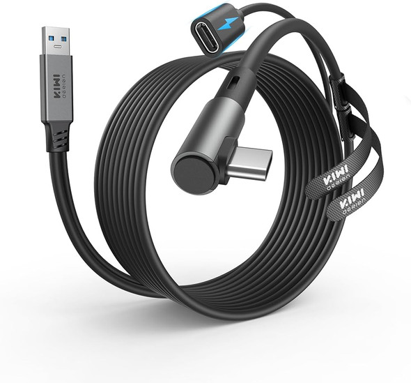 KIWI design Link Cable with Charging 16FT for Meta Quest 3S / 3 / 2 / Pro / Pico 4 - Black
