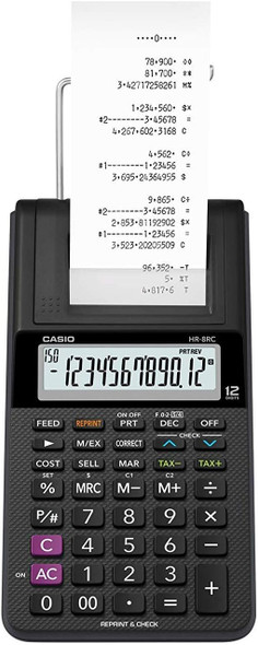 Casio HR-8RC-BK 12-Digit Mini Printing Calculator Black HR-8RC-BK-DC