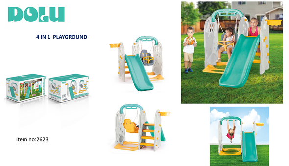 Dolu 4 in 1 Playground 2623 kids playset with slide swing basketball hoop and pull-up bar