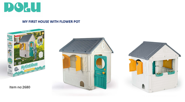 Dolu My First House with Flower Pot 2680 kids indoor outdoor plastic playhouse with shutters and opening door