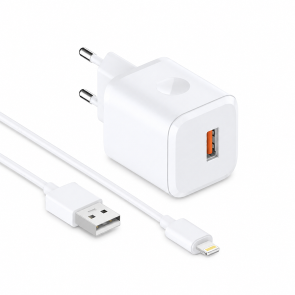 MOXOM QC18W USB-A Fast Charger with Lightning or Type-C Cable