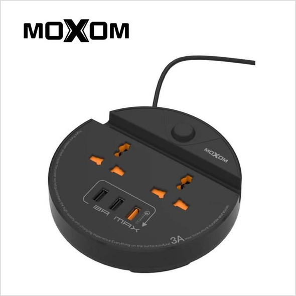 MOXOM MX-ST02 Universal Power Socket Black with Qualcomm Quick Charge 3.0 support