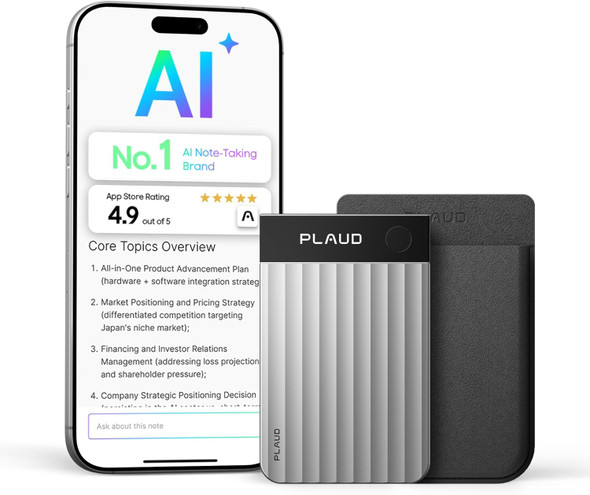 PLAUD Note Pro AI Voice Recorder Silver slim smart recorder with AI transcription meeting recording and 64GB storage