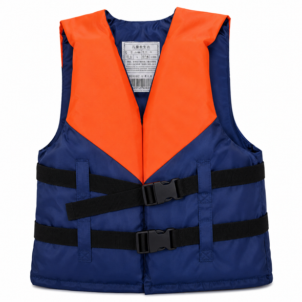 Life Jacket Vest Orange Navy ALAH-083 with adjustable buckle straps for supervised water activities