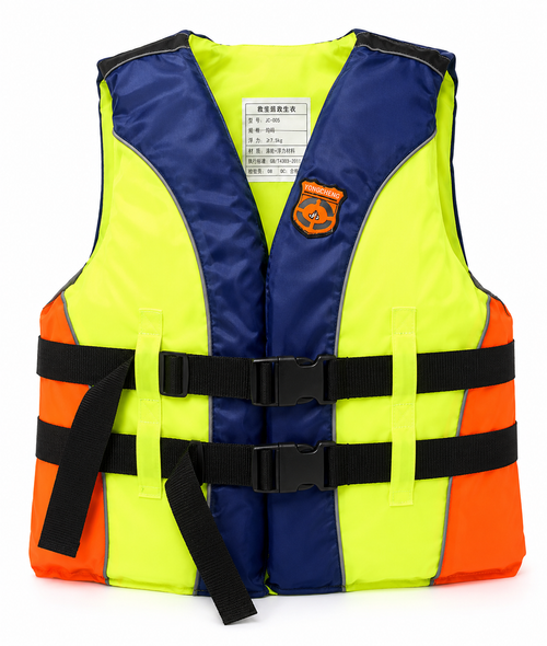 Life Jacket Vest Yellow Navy Orange ALAH-085 with adjustable buckle straps for supervised water activities