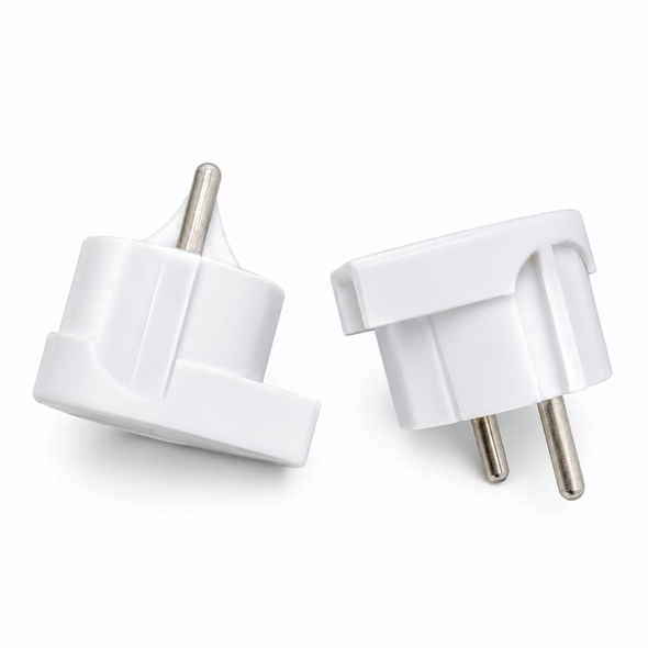White 2-Pin Universal Plug Adapter EU-UTA-2000 compact EU-style plug adapter with metal pins