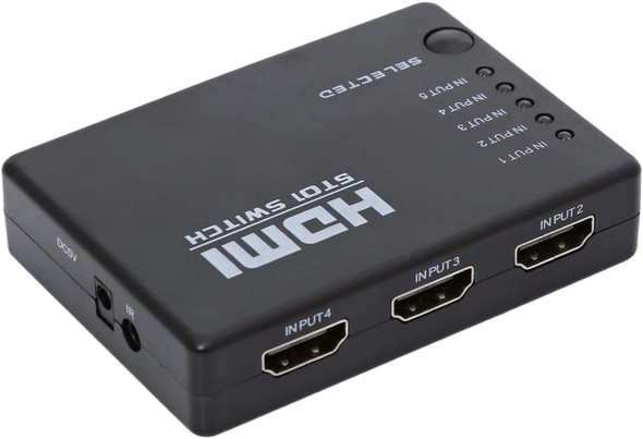 HDMI 5 In 1 Out Switch Selector Splitter Hub with IR Remote for TV monitor projector and gaming console setup