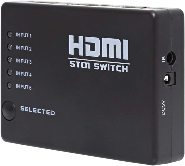 HDMI 5 In 1 Out Switch Selector Splitter Hub with IR Remote for TV monitor projector and gaming console setup