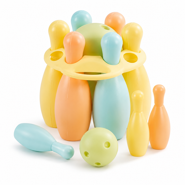 Bowling Set with Pins and Balls 21x15x1cm 5223/1 pastel indoor activity toy