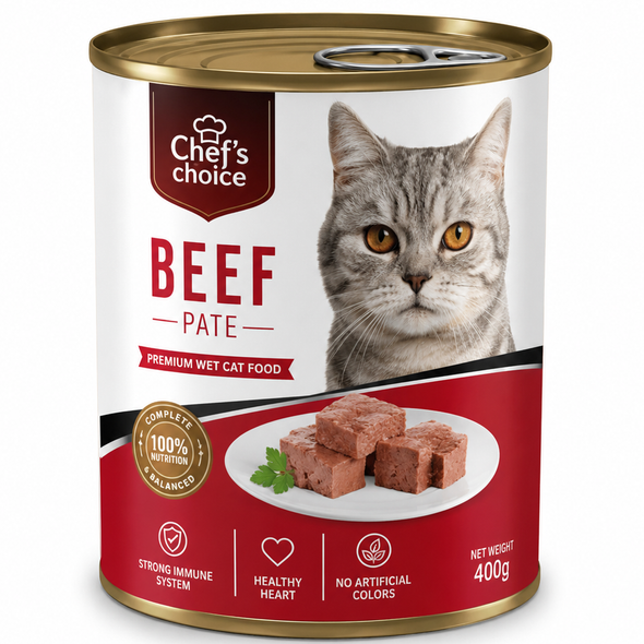 Chefs Choice Beef Pate Wet Cat Food 400 g | C01004