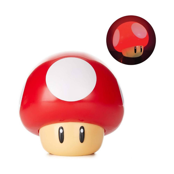 Super Mario Bros Mushroom Light with Sound, Nintendo Collectable Light Up Figure - Red