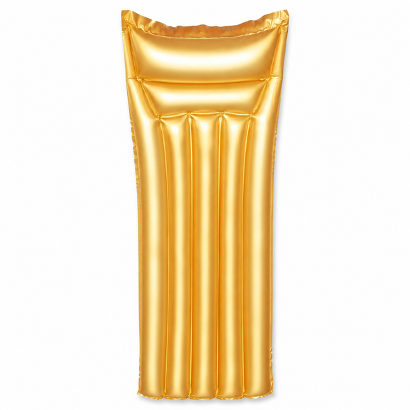 Metallic gold inflatable pool air mat with built-in pillow model 44044