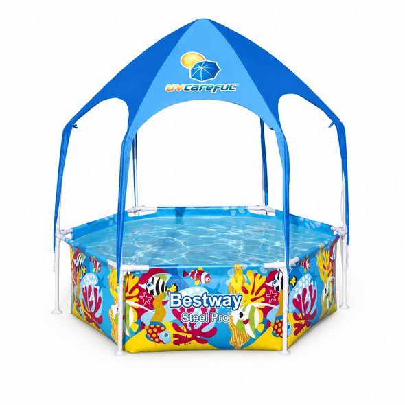 Bestway Steel Pro Splash-in-Shade Frame Pool with UV Careful Canopy 183 x 51 cm - 5618T