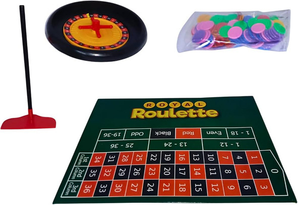 Royal Roulette Tabletop Game Set with Chips, Mat & Rake | 60