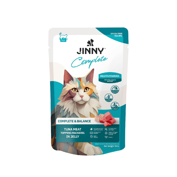 Jinny Tuna Topping Mackerel in Jelly Cat Wet Food 70 g x12 | 8851759458435