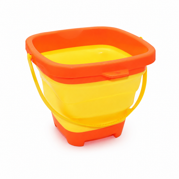 Kids Yellow and Orange Collapsible Beach and Sand Bucket with Handle - 668-2