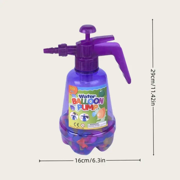 Water Balloon Pump Set with 100 Balloons - Purple| V12-100S