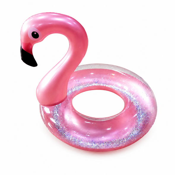 Pink Glitter Flamingo Inflatable Swim Ring - AL1546-11